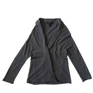 BCBGMaxAzria Solid Grey Long Sleeve Lightweight Wool Blend Minimalist Cardigan